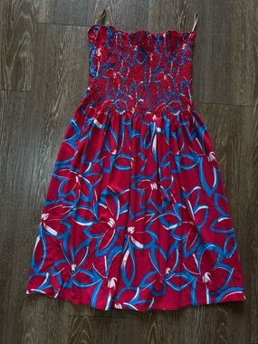 BCBG Red Floral Smocked Sundress - M